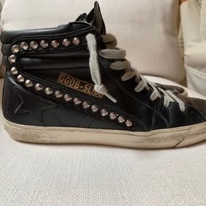 Black Leather Studded Golden Goose Size 39